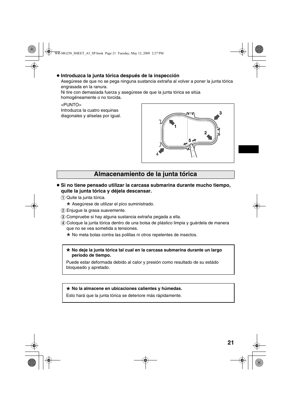 Almacenamiento de la junta tórica | JVC WR-MG250 User Manual | Page 21 / 44