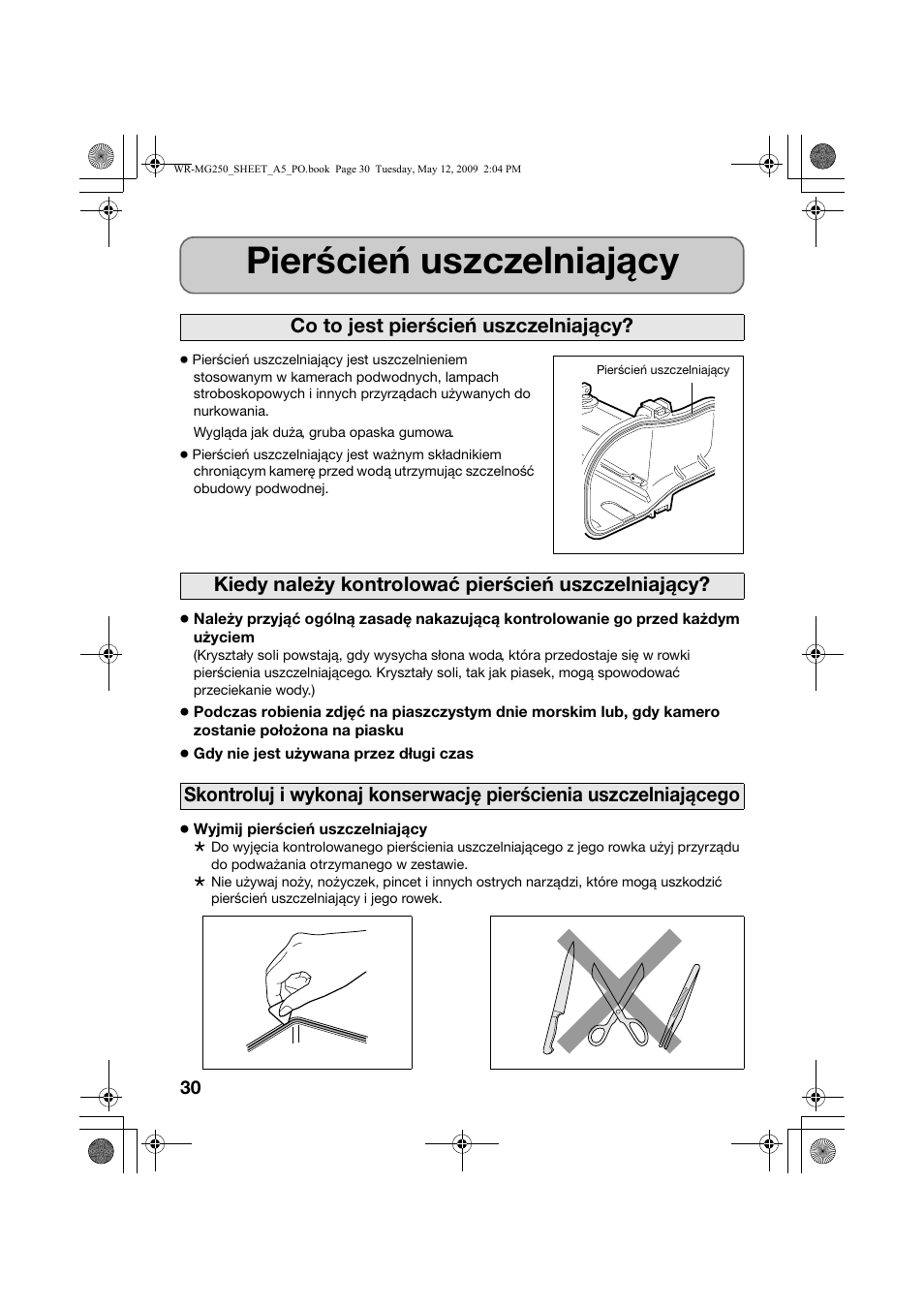 Polski, Pierścień uszczelniający | JVC WR-MG250 User Manual | Page 30 / 44