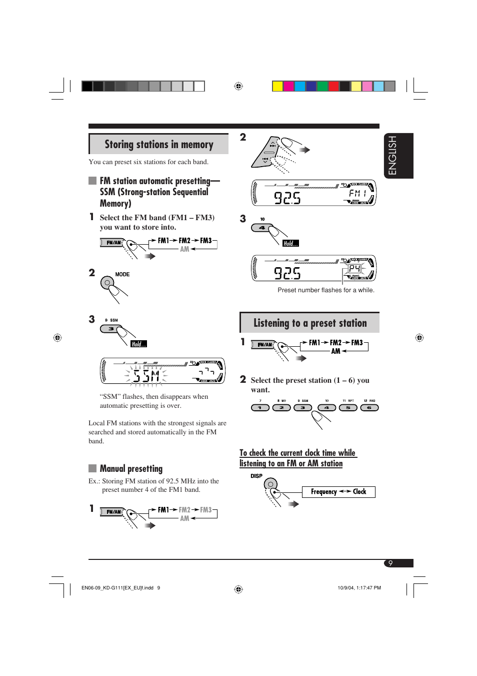 Listening to a preset station | JVC KD-G111 User Manual | Page 9 / 56