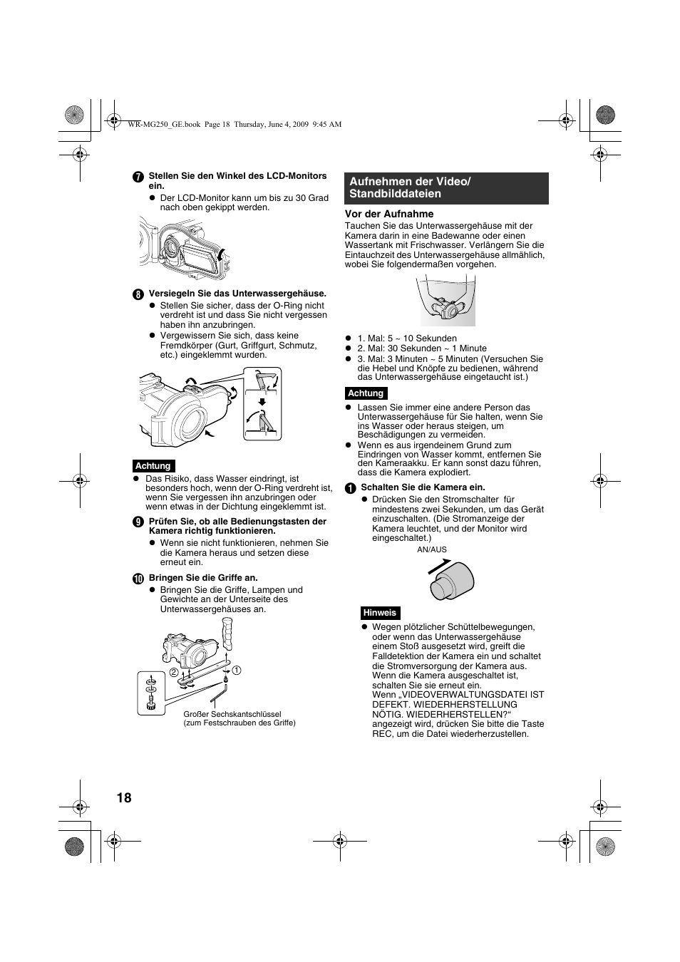 Aufnehmen der video/standbilddateien, A s. 18, 19) | JVC WR-MG250 User Manual | Page 18 / 104