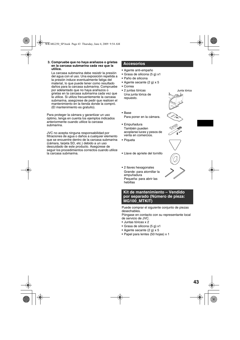 Accesorios | JVC WR-MG250 User Manual | Page 43 / 104