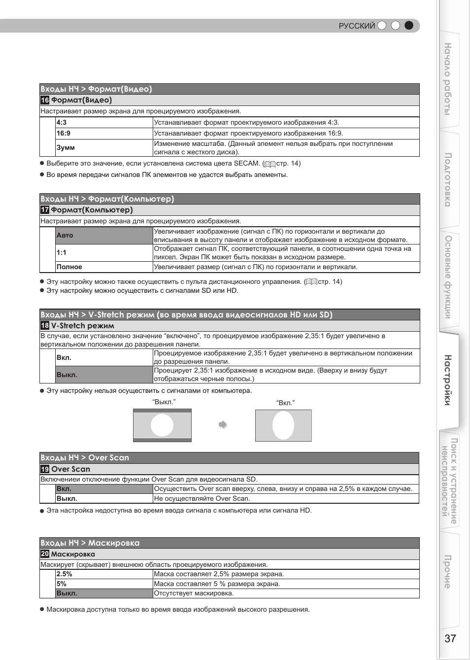 Настройки | JVC DLA-HD990 User Manual | Page 161 / 185