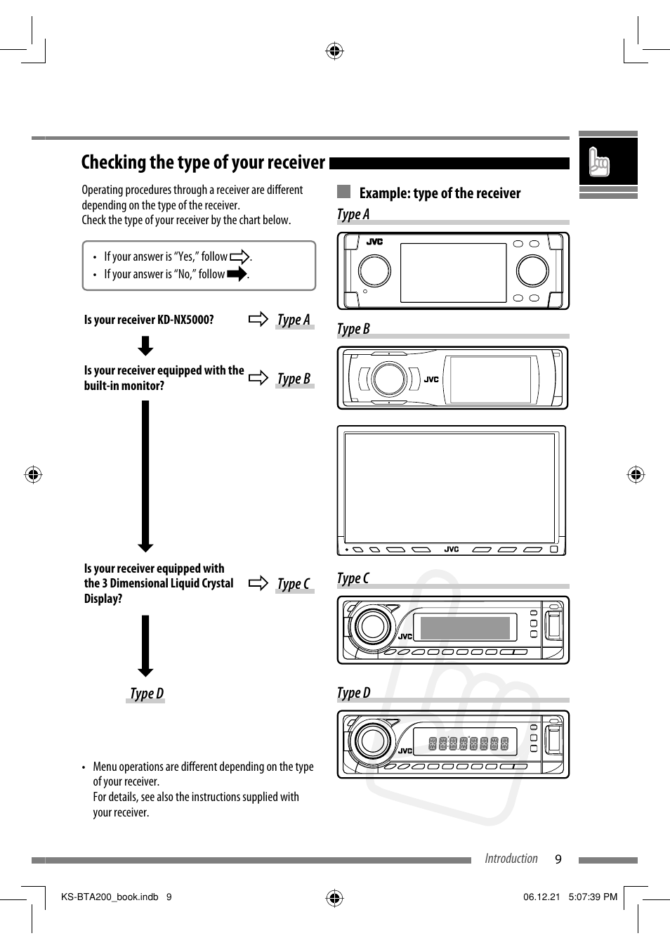 Checking the type of your receiver | JVC KS-BTA200 User Manual | Page 11 / 293