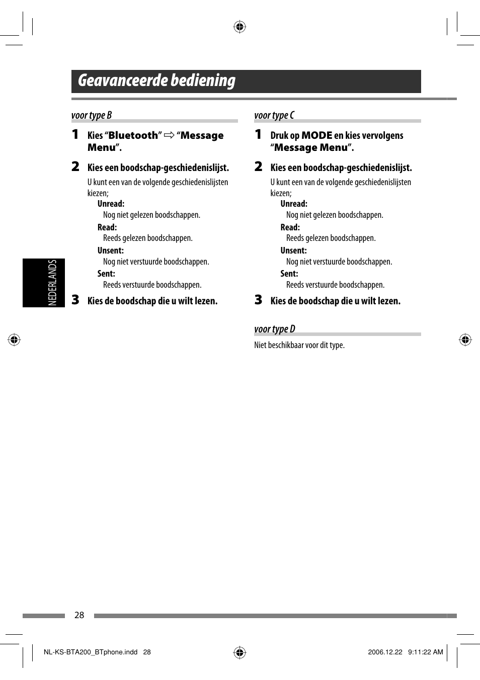 Geavanceerde bediening | JVC KS-BTA200 User Manual | Page 126 / 293