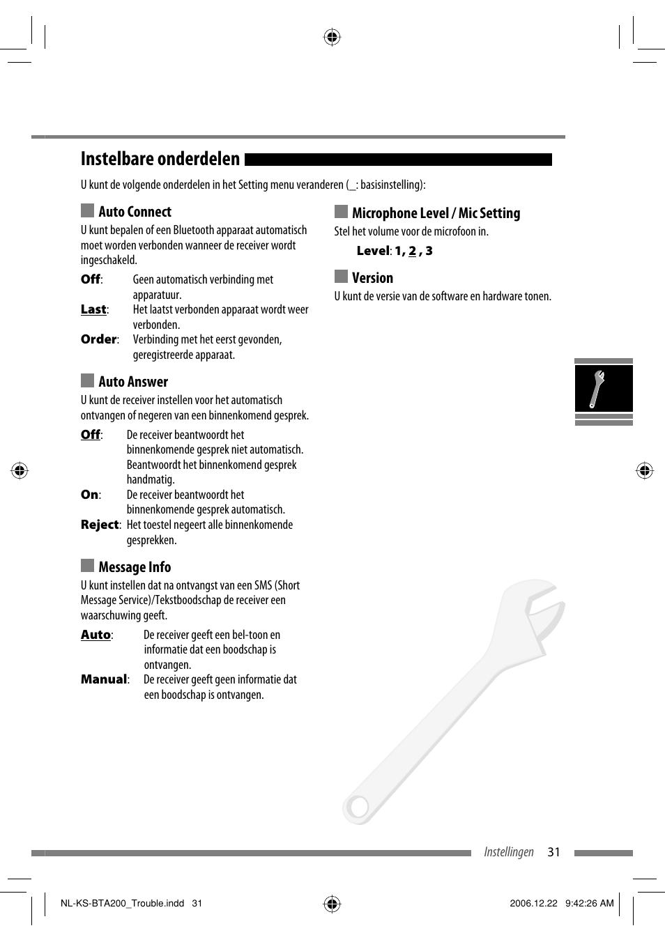 Instelbare onderdelen | JVC KS-BTA200 User Manual | Page 129 / 293