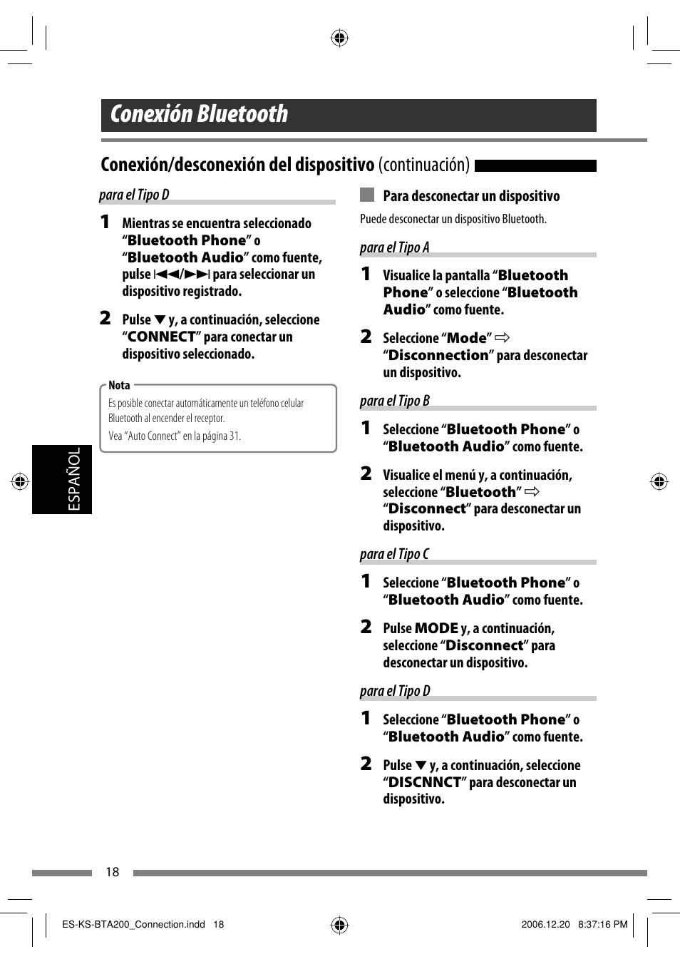 Conexión bluetooth | JVC KS-BTA200 User Manual | Page 148 / 293