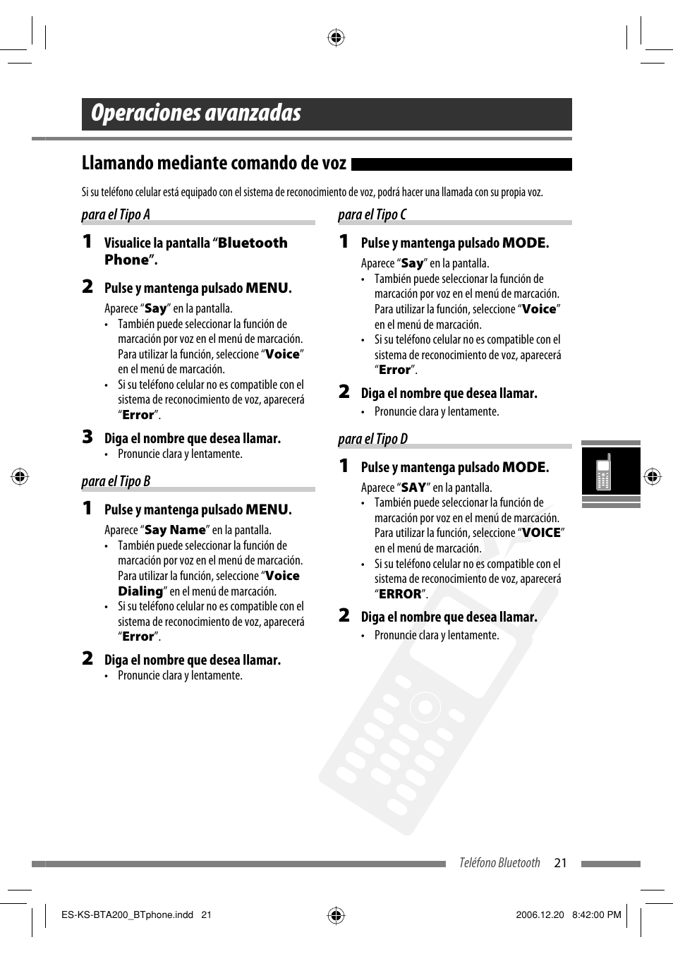 Operaciones avanzadas, Llamando mediante comando de voz | JVC KS-BTA200 User Manual | Page 151 / 293