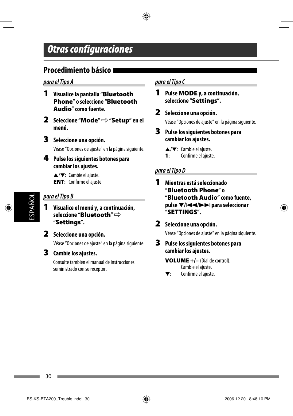 Otras configuraciones, Procedimiento básico | JVC KS-BTA200 User Manual | Page 160 / 293
