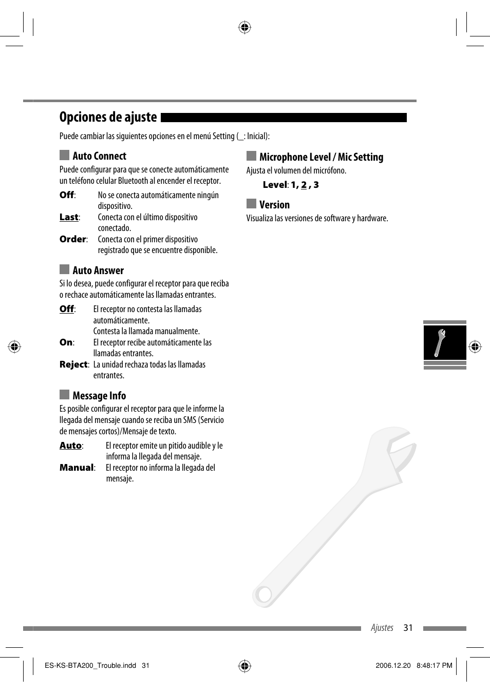 Opciones de ajuste | JVC KS-BTA200 User Manual | Page 161 / 293
