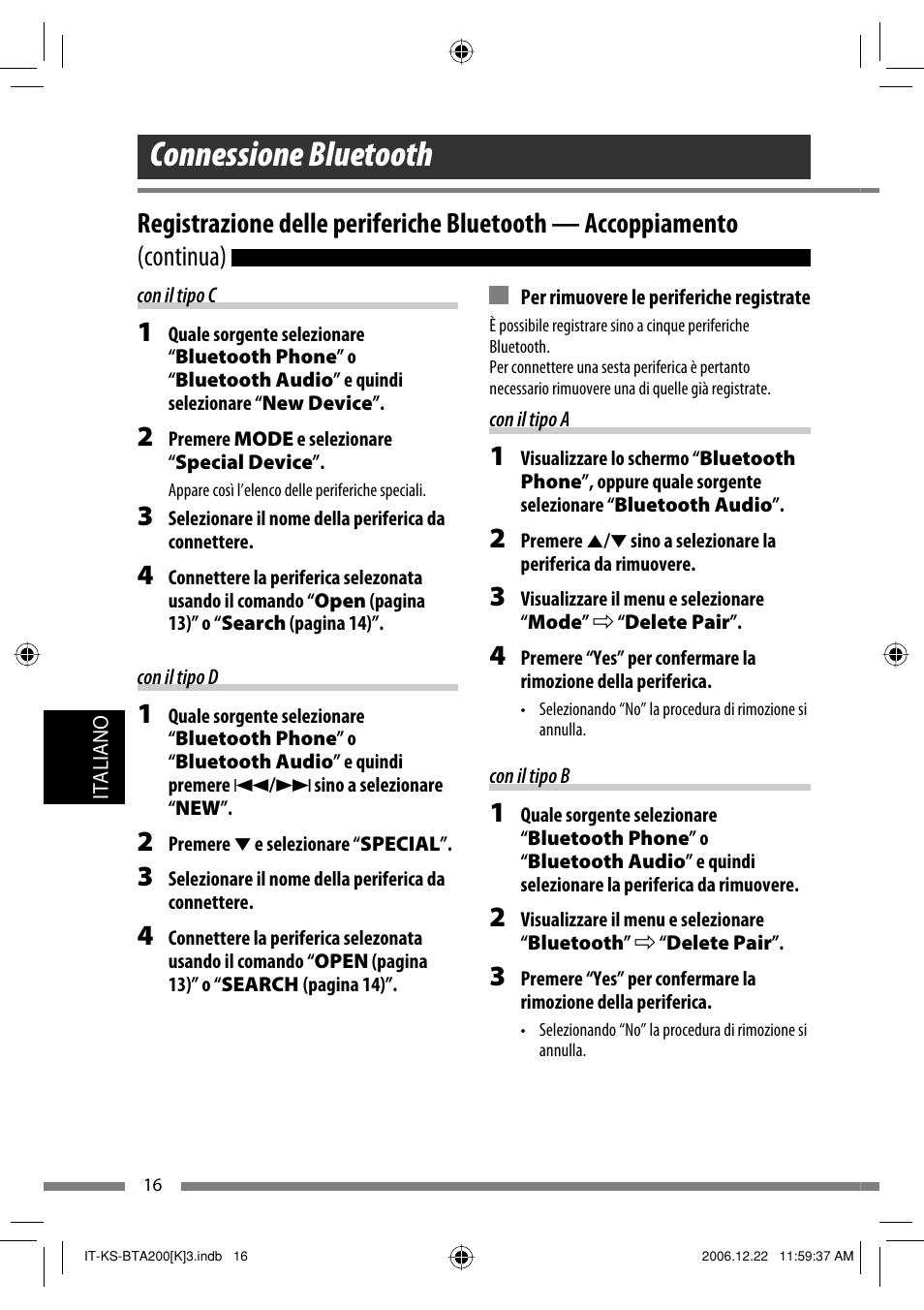 Connessione bluetooth | JVC KS-BTA200 User Manual | Page 178 / 293