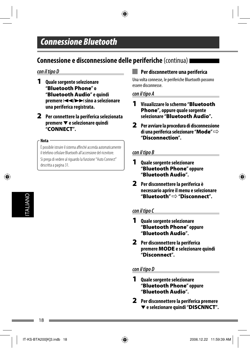 Connessione bluetooth | JVC KS-BTA200 User Manual | Page 180 / 293