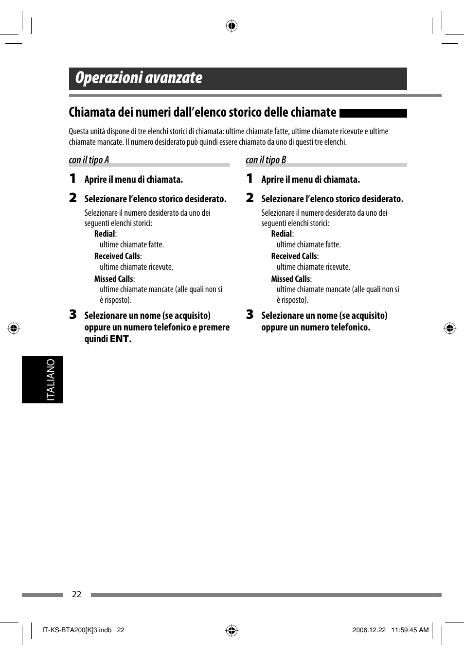 Operazioni avanzate | JVC KS-BTA200 User Manual | Page 184 / 293