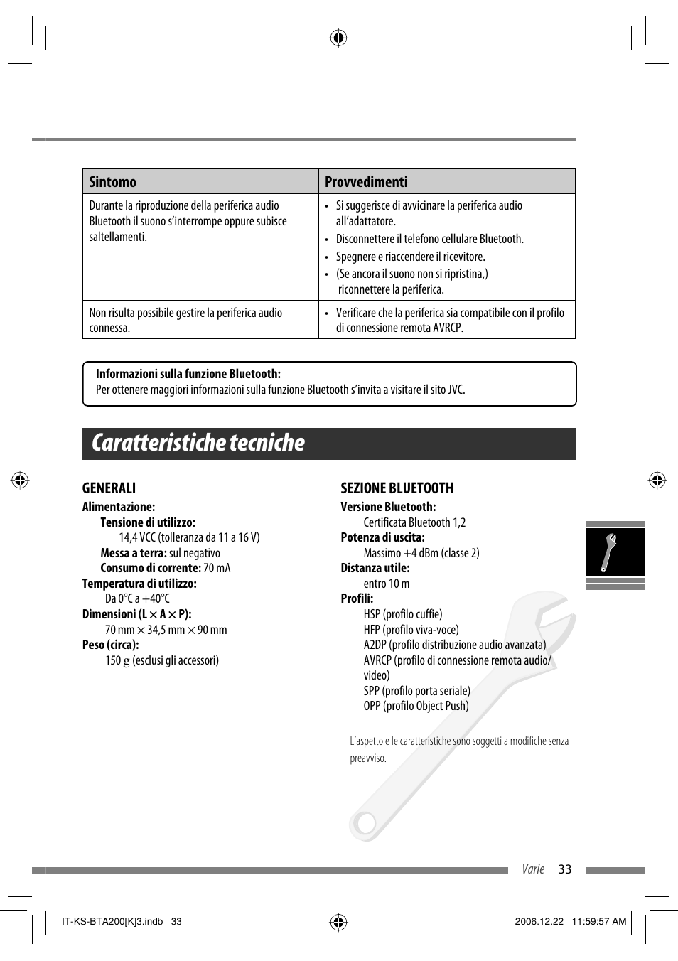 Caratteristiche tecniche | JVC KS-BTA200 User Manual | Page 195 / 293