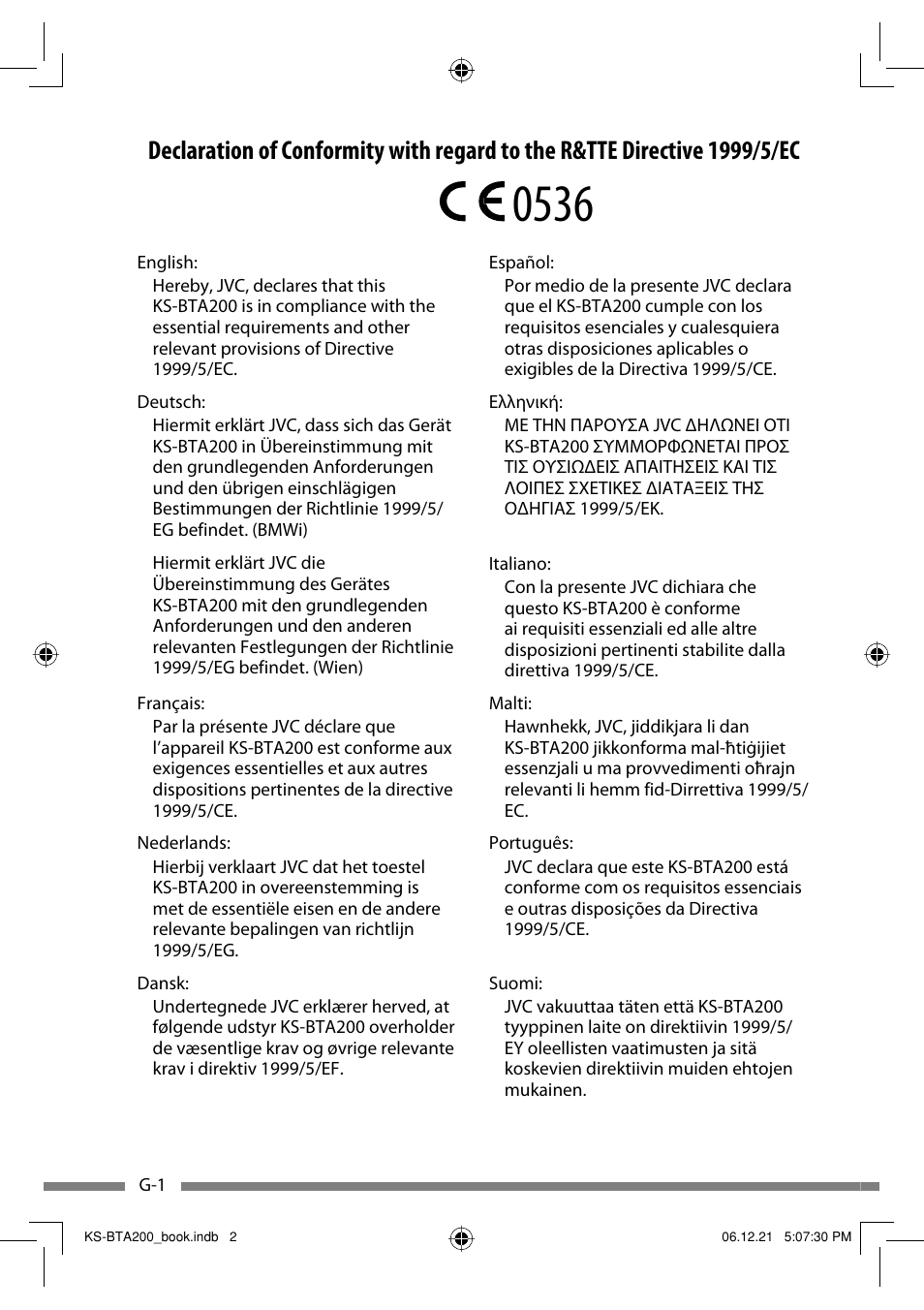 JVC KS-BTA200 User Manual | Page 2 / 293