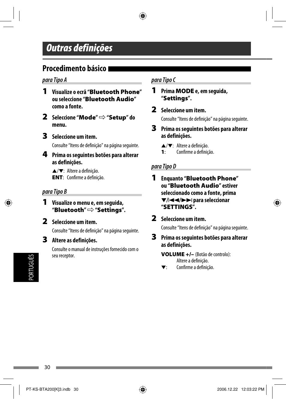 Outras definições, Procedimento básico | JVC KS-BTA200 User Manual | Page 224 / 293
