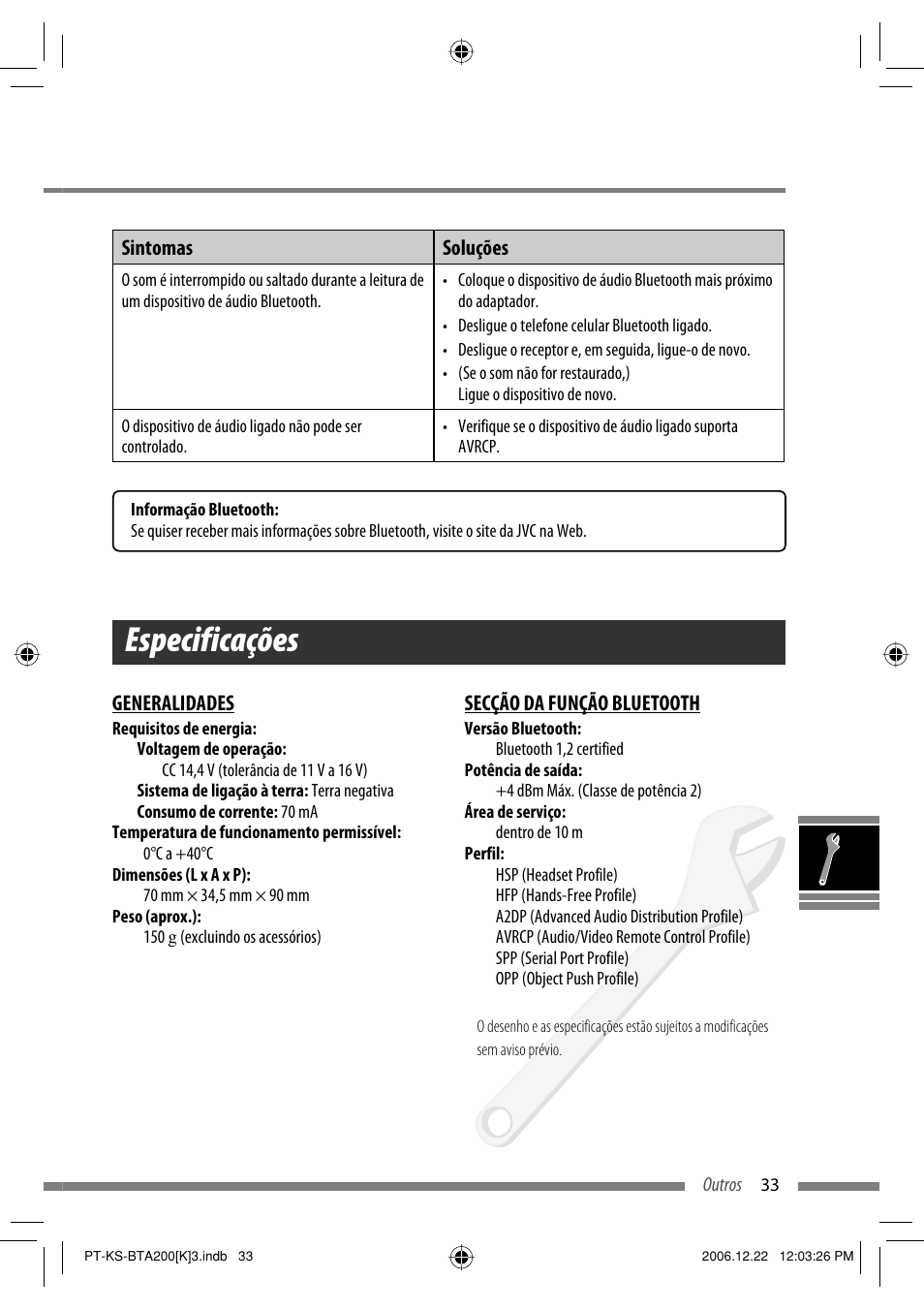 Especificações | JVC KS-BTA200 User Manual | Page 227 / 293