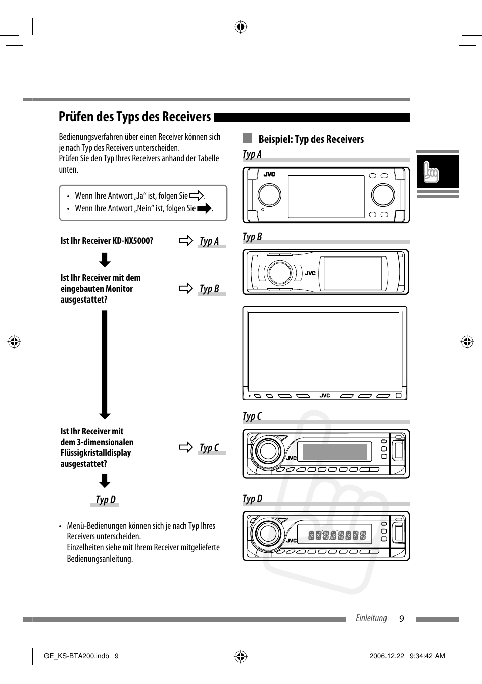Prüfen des typs des receivers | JVC KS-BTA200 User Manual | Page 43 / 293