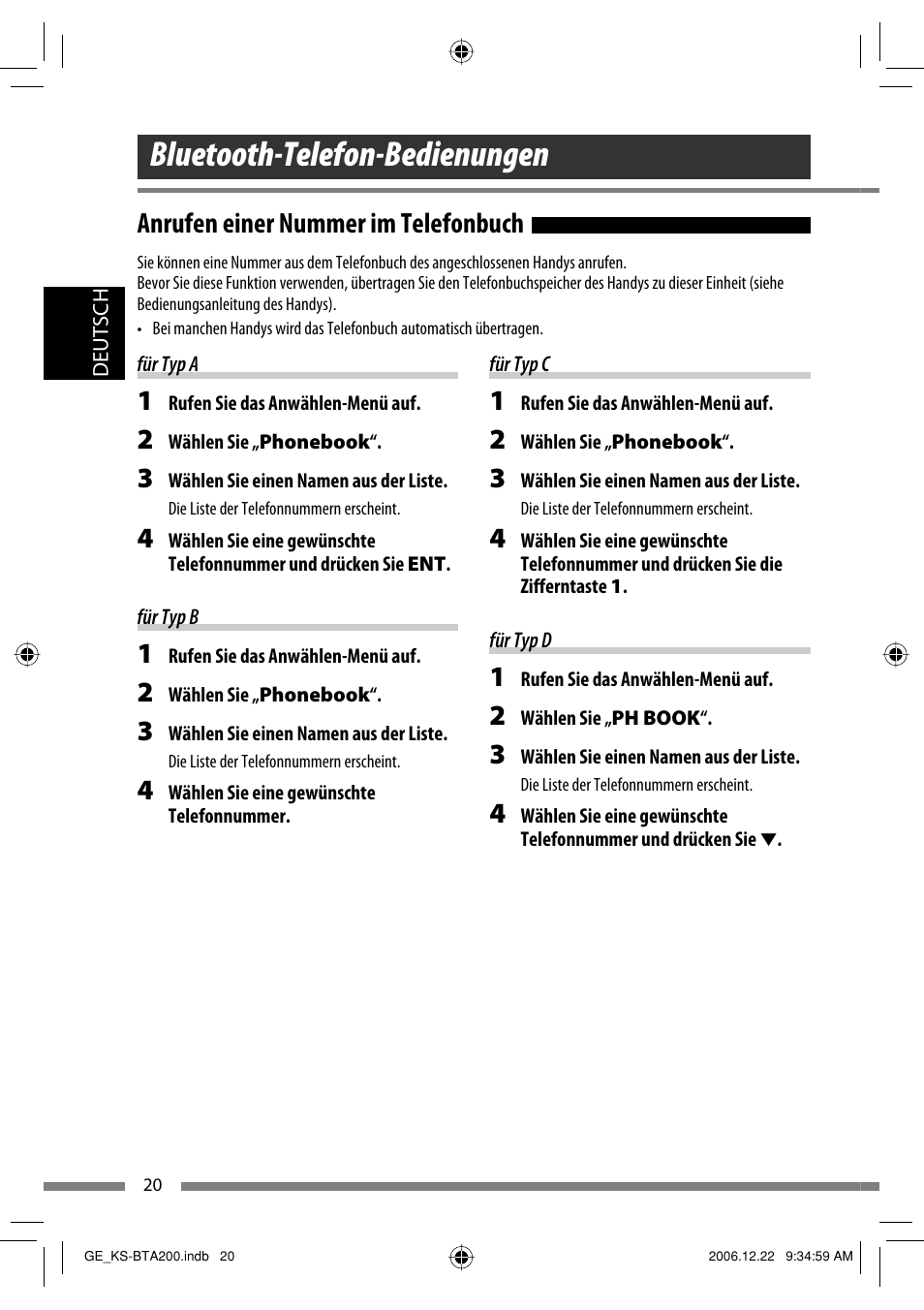 Bluetooth-telefon-bedienungen, Anrufen einer nummer im telefonbuch | JVC KS-BTA200 User Manual | Page 54 / 293