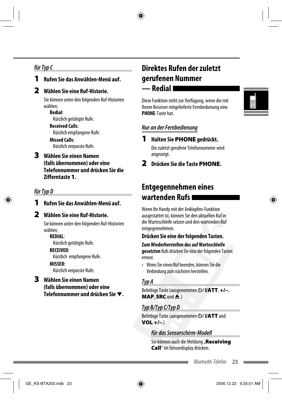 Entgegennehmen eines wartenden rufs | JVC KS-BTA200 User Manual | Page 57 / 293