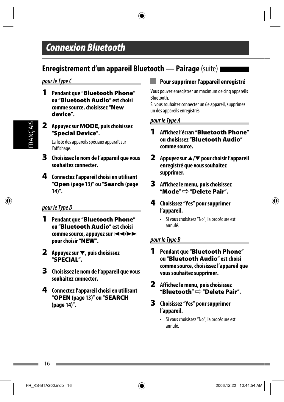 Connexion bluetooth | JVC KS-BTA200 User Manual | Page 82 / 293