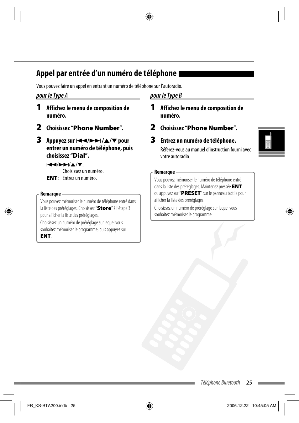 Appel par entrée d’un numéro de téléphone | JVC KS-BTA200 User Manual | Page 91 / 293