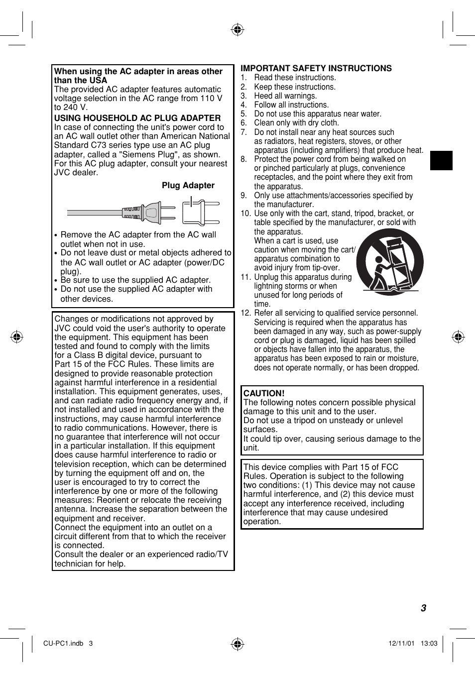 JVC CU-PC1 User Manual | Page 3 / 96