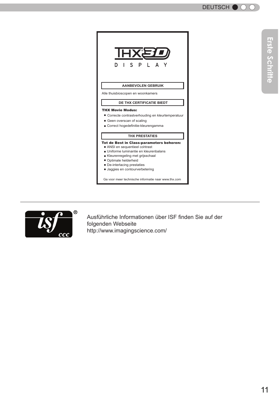 Erste schritte, Deutsch | JVC DLA-X9 User Manual | Page 11 / 233