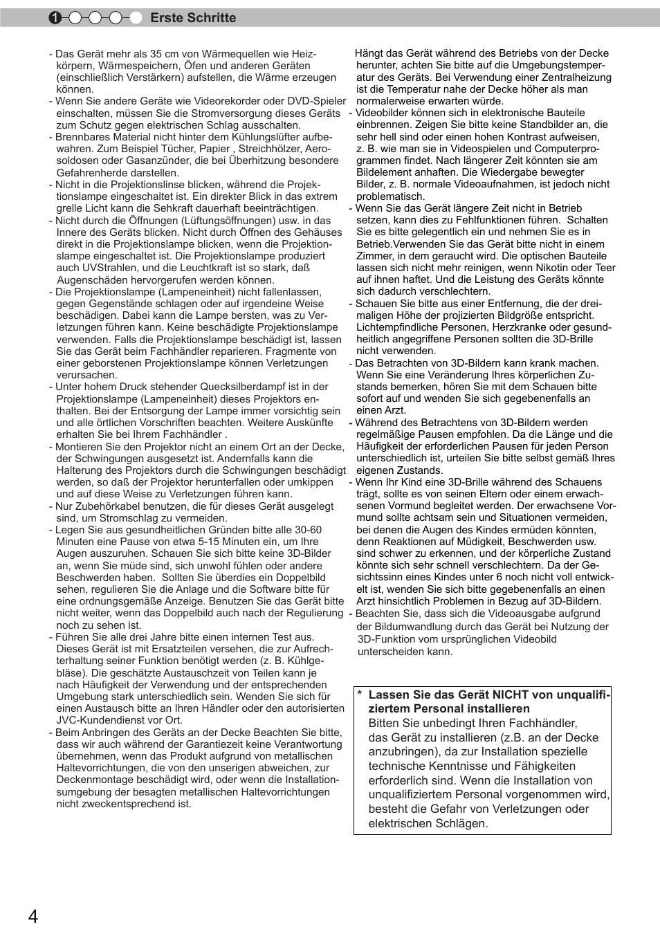 Erste schritte 1 | JVC DLA-X9 User Manual | Page 4 / 233