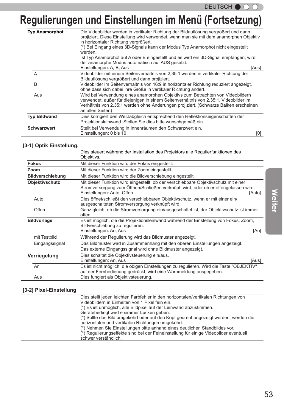 Weiter | JVC DLA-X9 User Manual | Page 53 / 233