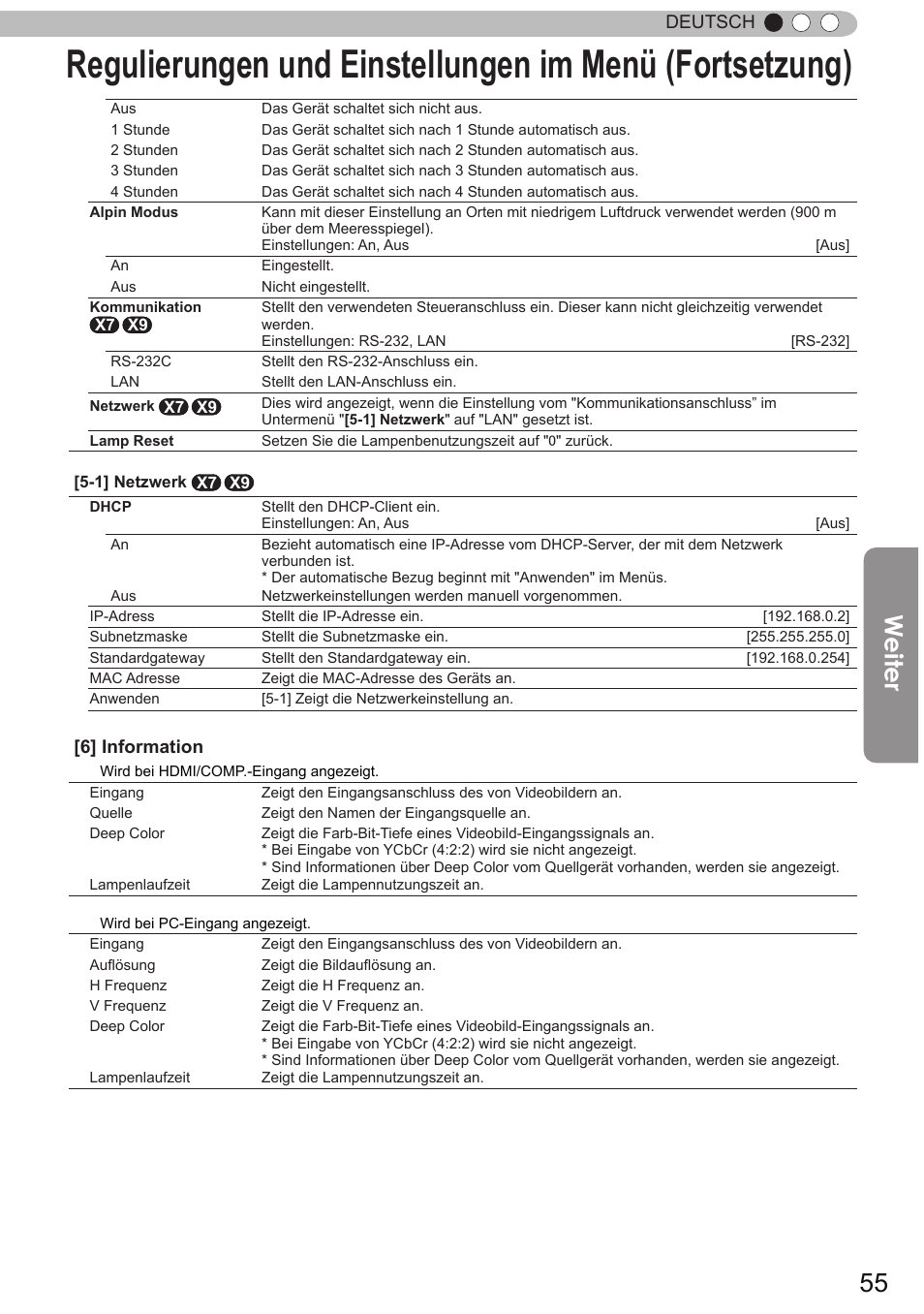 Weiter | JVC DLA-X9 User Manual | Page 55 / 233