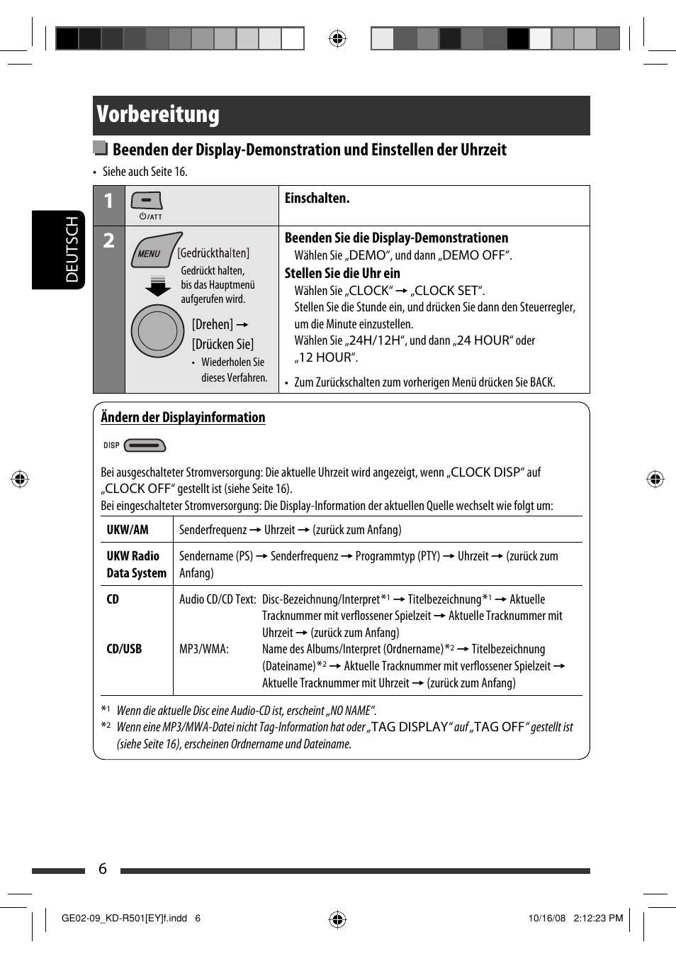 Vorbereitung, 6deutsch | JVC KD-R402 User Manual | Page 32 / 107