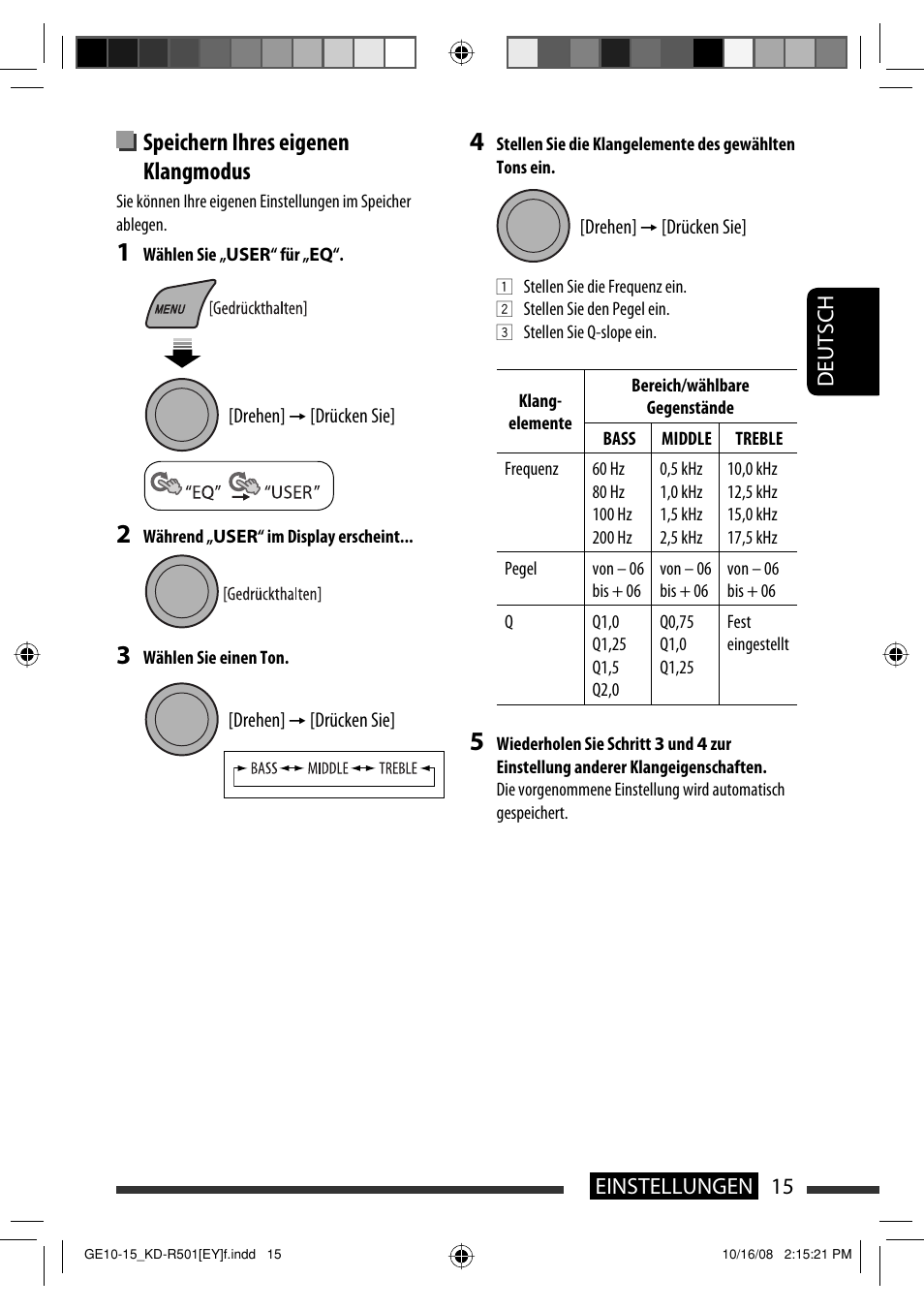 Speichern ihres eigenen klangmodus | JVC KD-R402 User Manual | Page 41 / 107