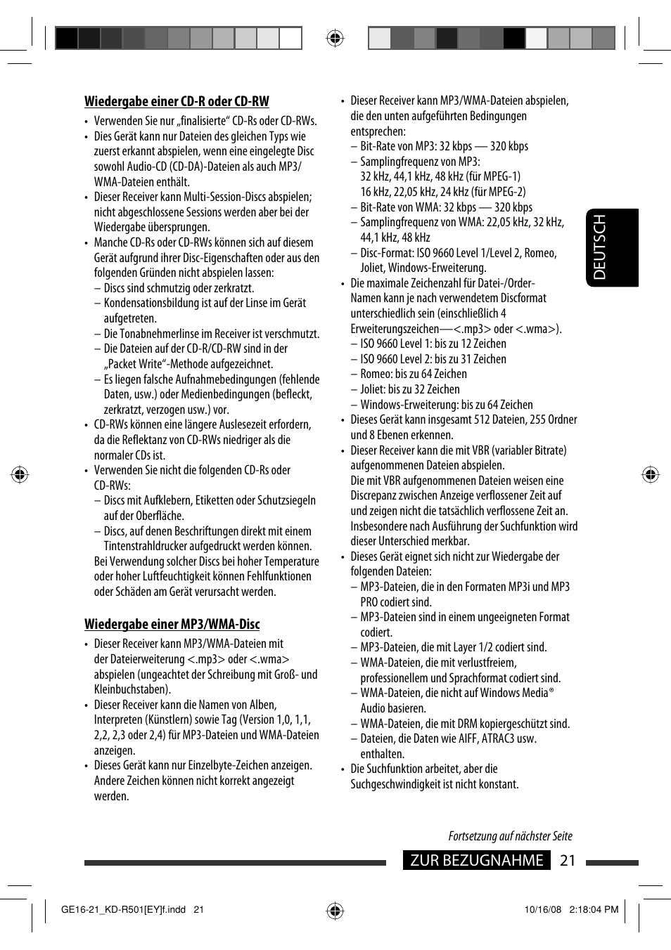 21 zur bezugnahme deutsch | JVC KD-R402 User Manual | Page 47 / 107