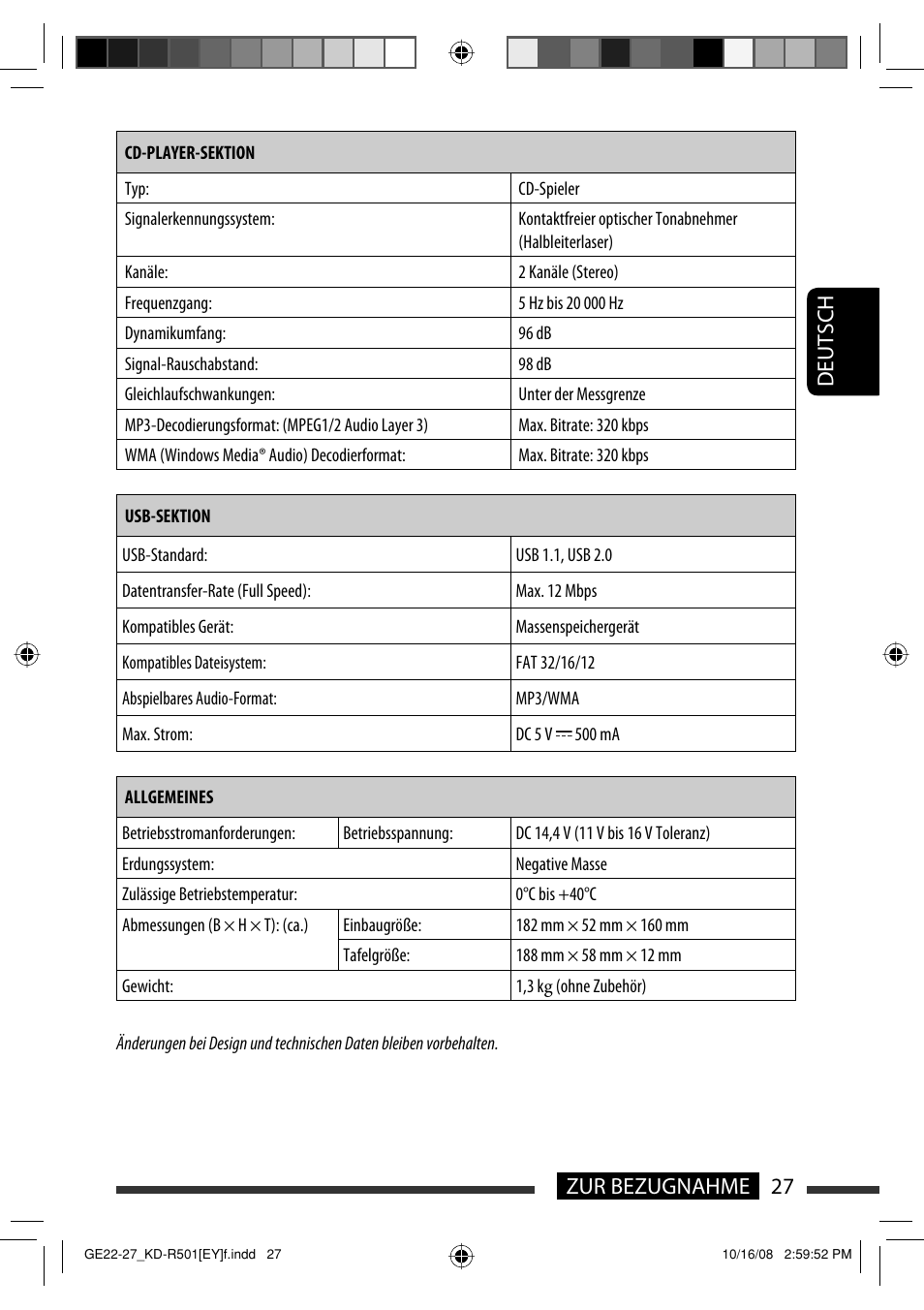 27 zur bezugnahme deutsch | JVC KD-R402 User Manual | Page 53 / 107