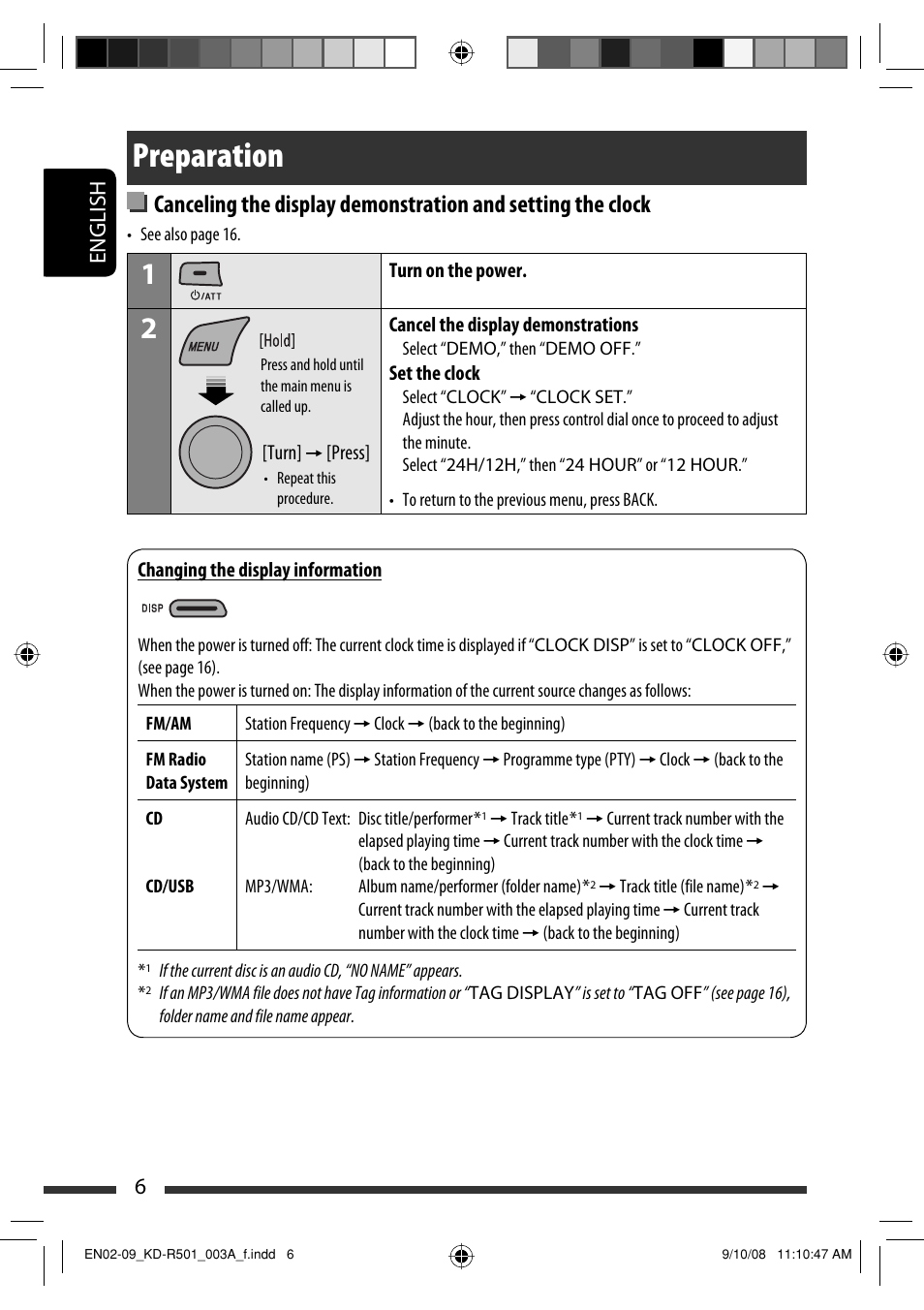 Preparation, English 6 | JVC KD-R402 User Manual | Page 6 / 107