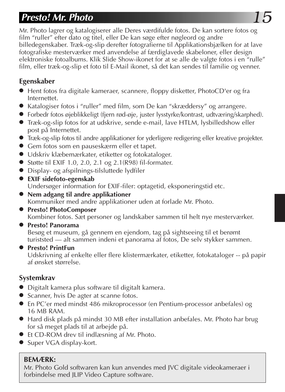 Presto! mr. photo | JVC GR-DVL9200 User Manual | Page 125 / 220