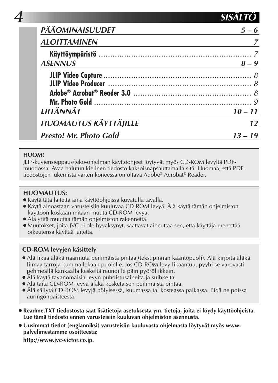 Sisältö, Acrobat | JVC GR-DVL9200 User Manual | Page 132 / 220