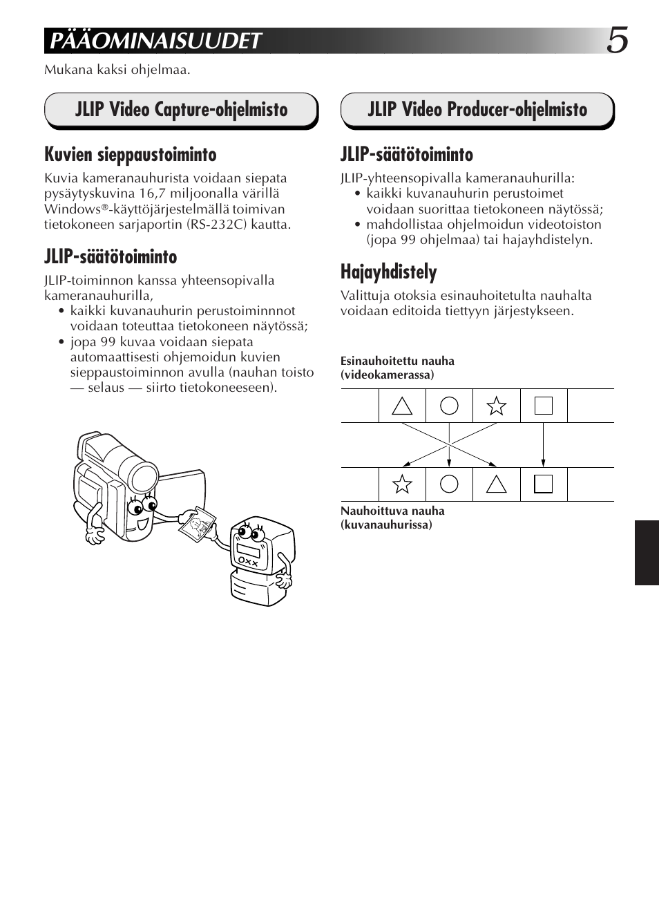 Pääominaisuudet, Jlip-säätötoiminto, Jlip video producer-ohjelmisto jlip-säätötoiminto | Hajayhdistely | JVC GR-DVL9200 User Manual | Page 133 / 220