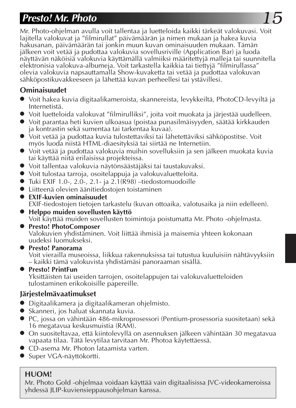 Presto! mr. photo | JVC GR-DVL9200 User Manual | Page 143 / 220