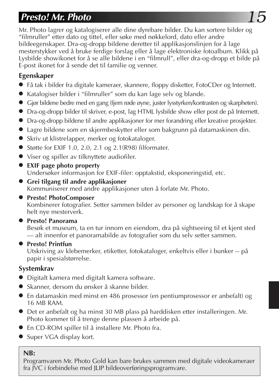 Presto! mr. photo | JVC GR-DVL9200 User Manual | Page 179 / 220