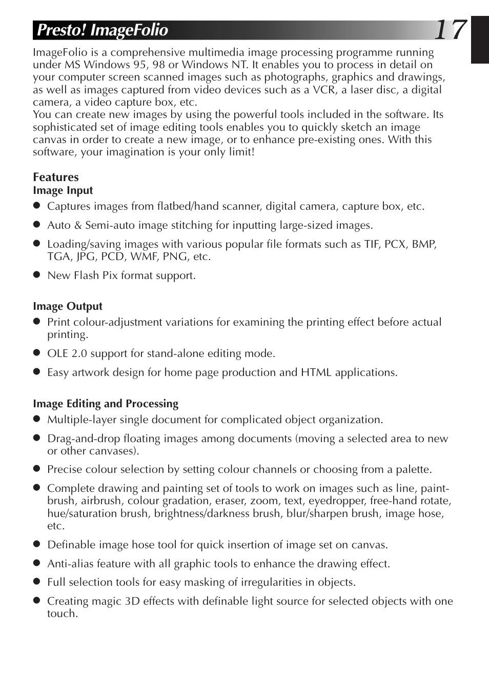 Presto! imagefolio | JVC GR-DVL9200 User Manual | Page 19 / 220