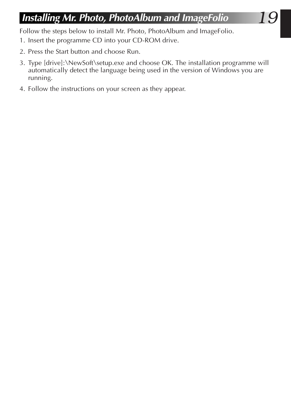 Installing mr. photo, photoalbum and imagefolio | JVC GR-DVL9200 User Manual | Page 21 / 220