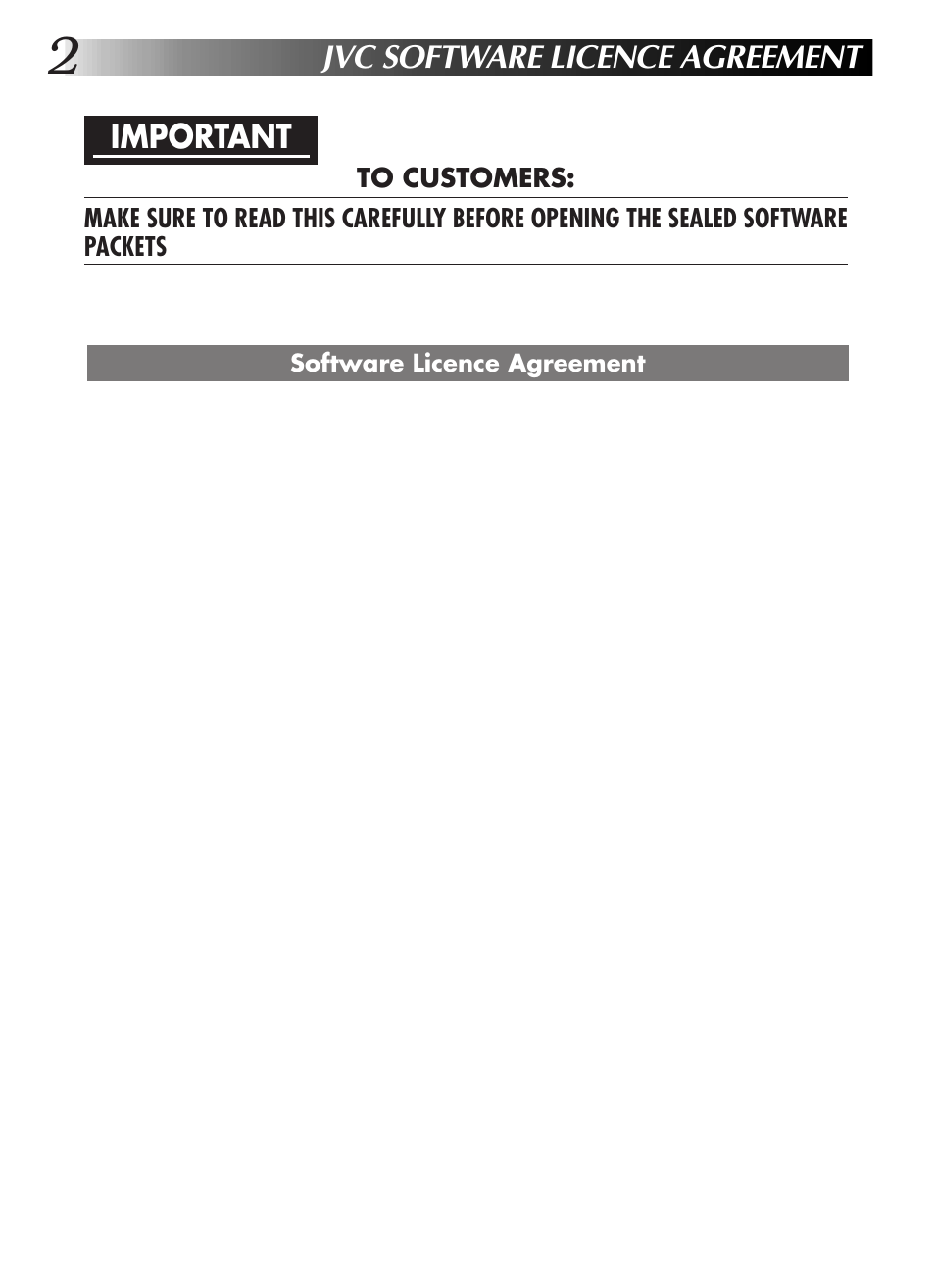 Jvc software licence agreement, Important | JVC GR-DVL9200 User Manual | Page 4 / 220