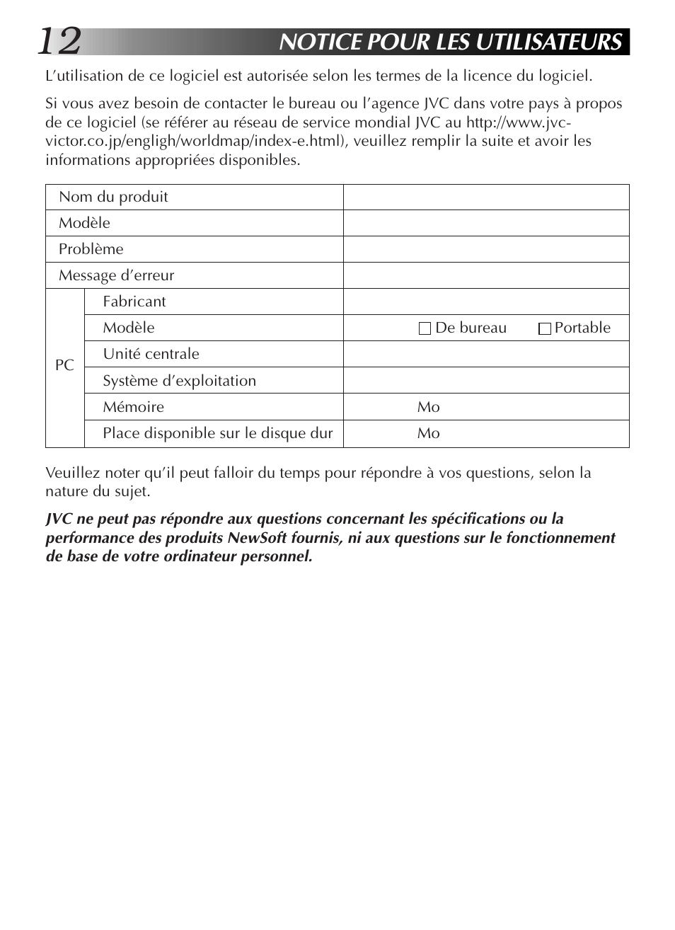 Notice pour les utilisateurs | JVC GR-DVL9200 User Manual | Page 50 / 220