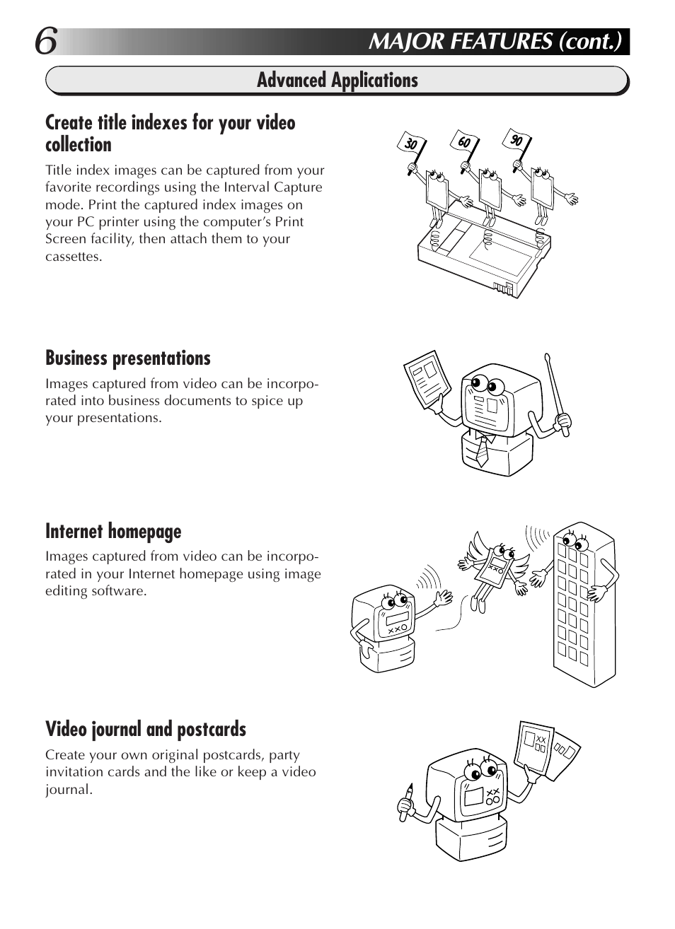 Major features (cont.) | JVC GR-DVL9200 User Manual | Page 8 / 220