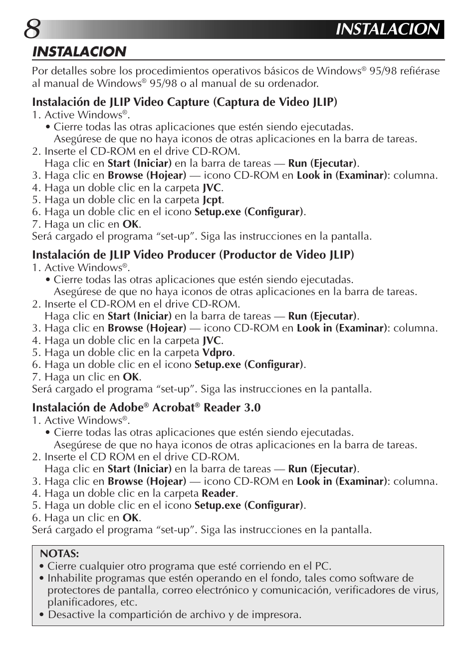 Instalacion | JVC GR-DVL9200 User Manual | Page 82 / 220