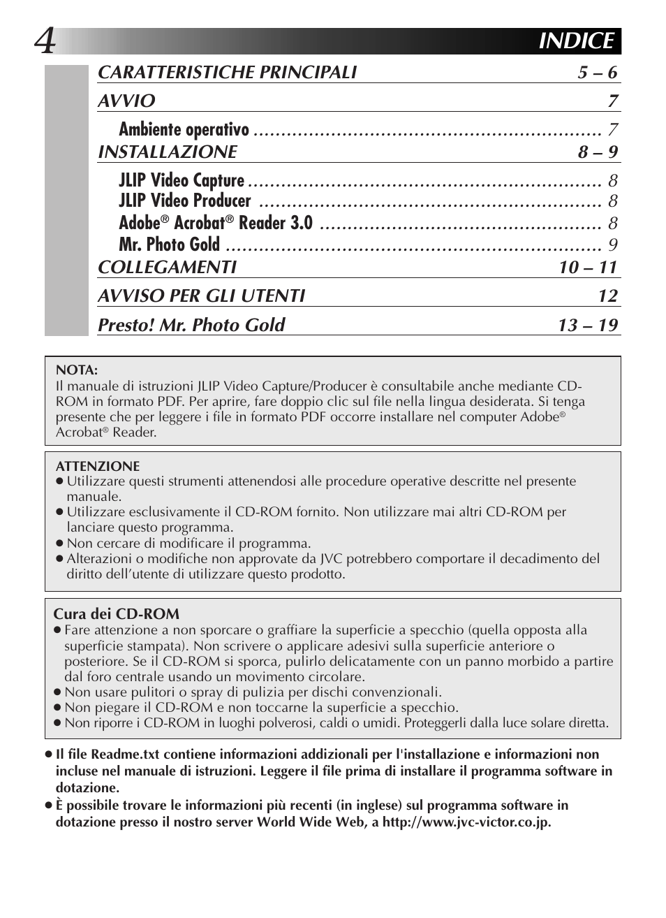 Indice, Acrobat | JVC GR-DVL9200 User Manual | Page 96 / 220