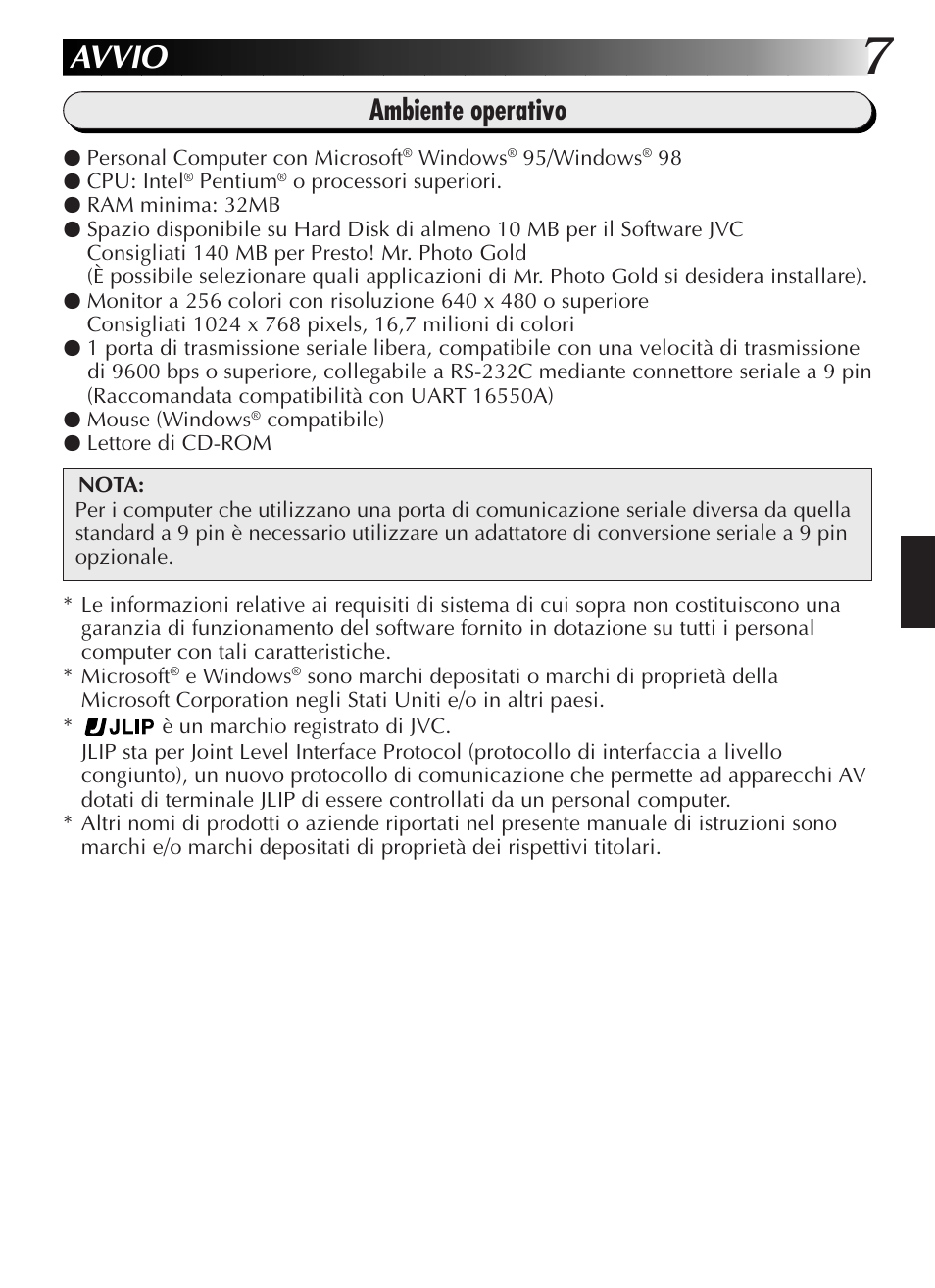 Avvio, Ambiente operativo | JVC GR-DVL9200 User Manual | Page 99 / 220