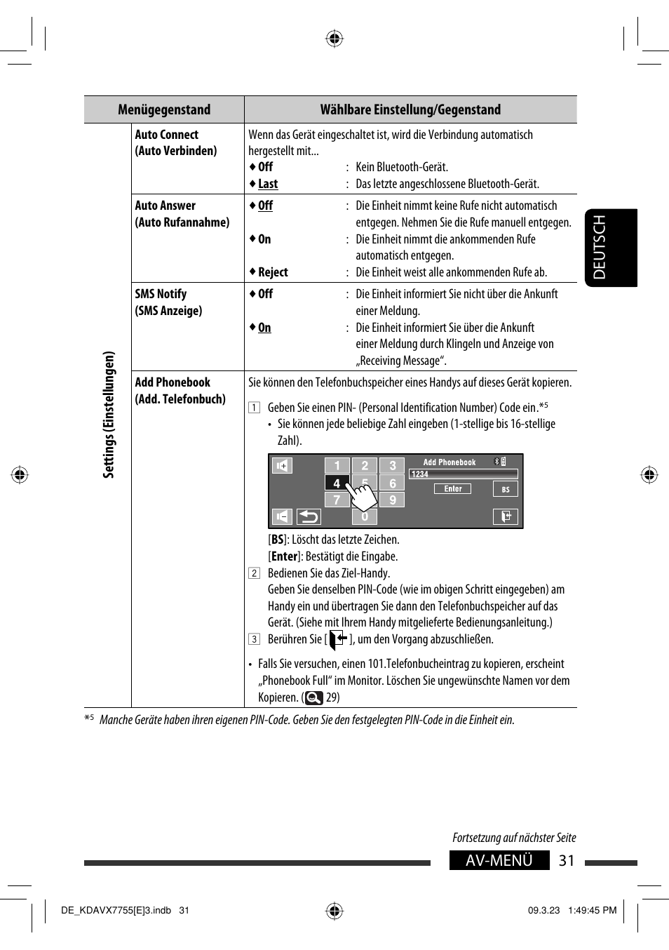 31 av-menü deutsch | JVC KD-AVX77 User Manual | Page 105 / 292