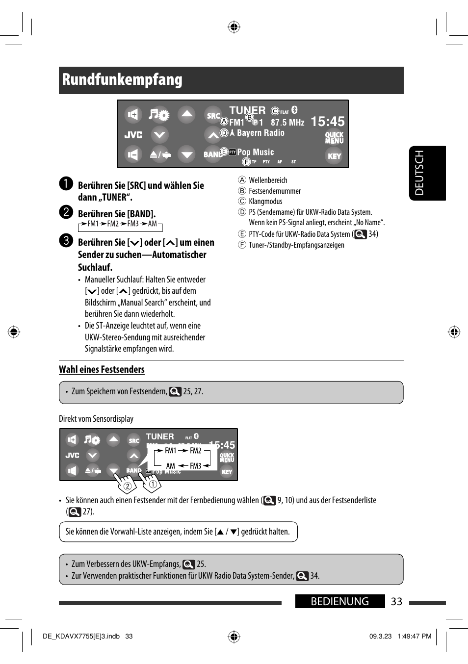 Rundfunkempfang | JVC KD-AVX77 User Manual | Page 107 / 292